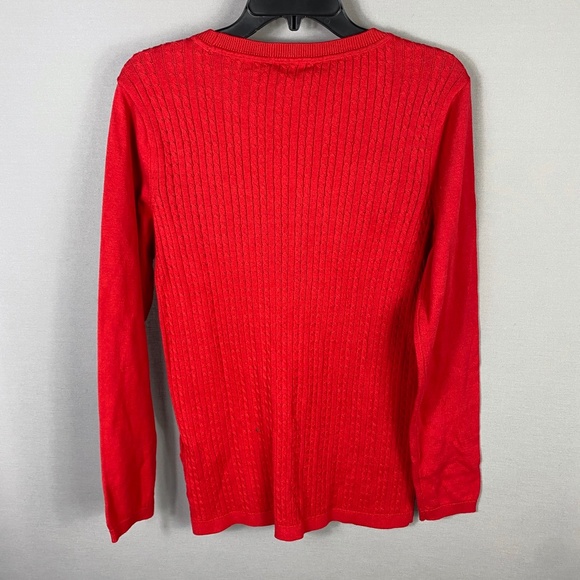 Tommy Hilfiger Womens Cable Knit Crewneck Pullover Sweater Gold Buttons … - Picture 5 of 8
